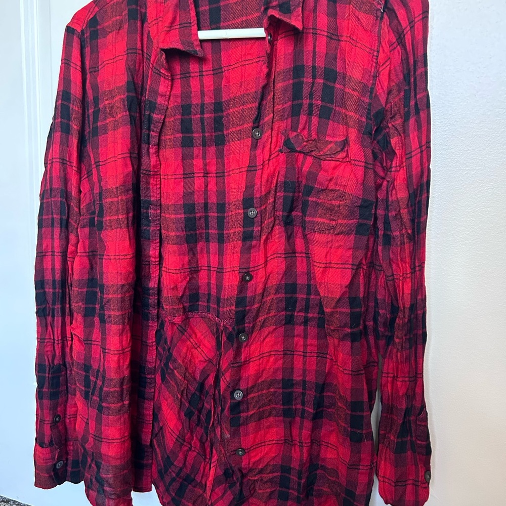 Lucky Brand Red and Black Button Down Shirt